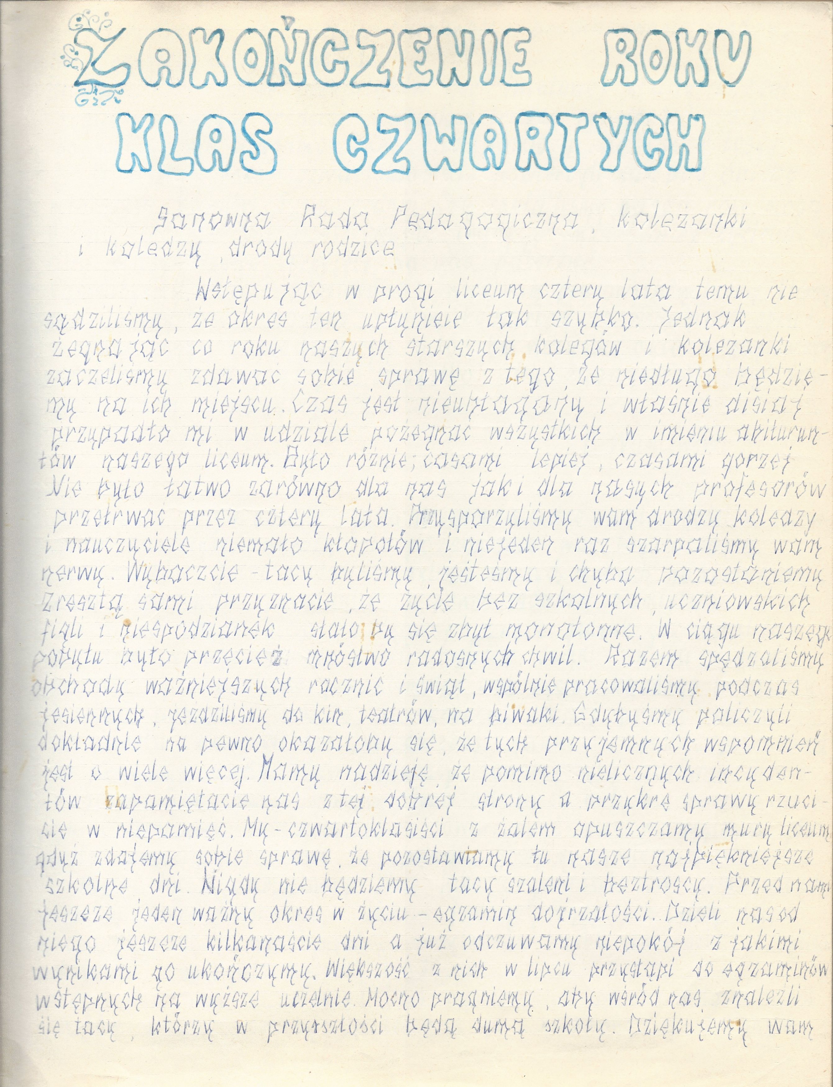 67 - zdjęcie - zakończenie roku klas czwartych